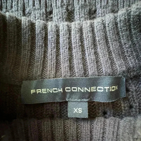 NWOT | COTTON & WOOL BLEND NAVY STRIPE MOCK TURTLENECK SWEATER LONG SLEEVE | XS - Picture 6 of 6